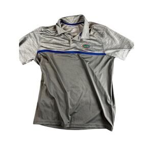 Captivating XL Florida Gators Polo Shirt Gray Blue Trim Short Sleeve Excellent